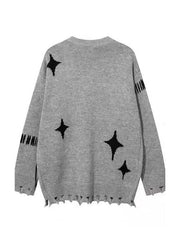 Spider Jacquard Tattered Hem Sweater - HouseofHalley