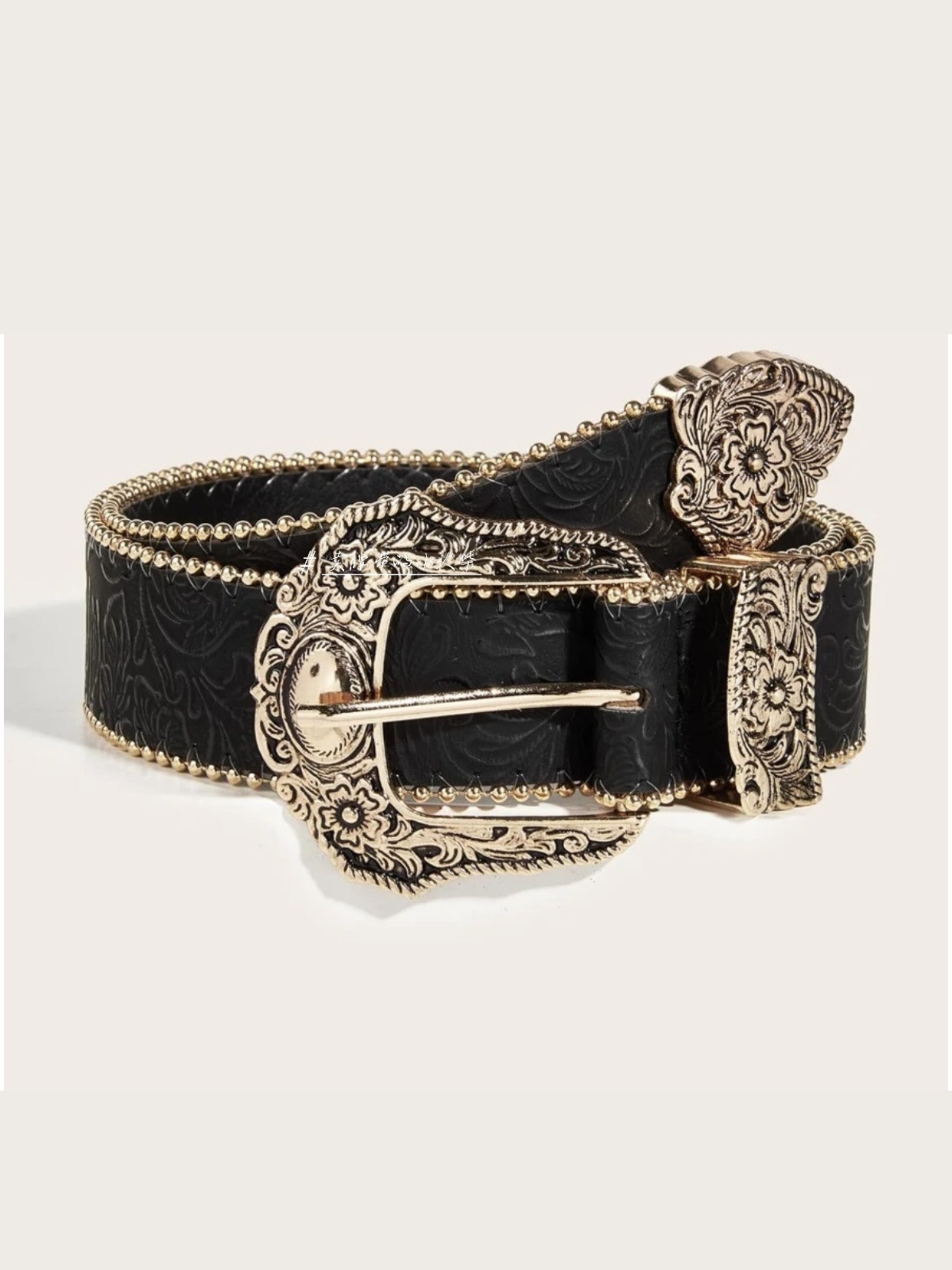 Carly Floral Embossed Leather Belt