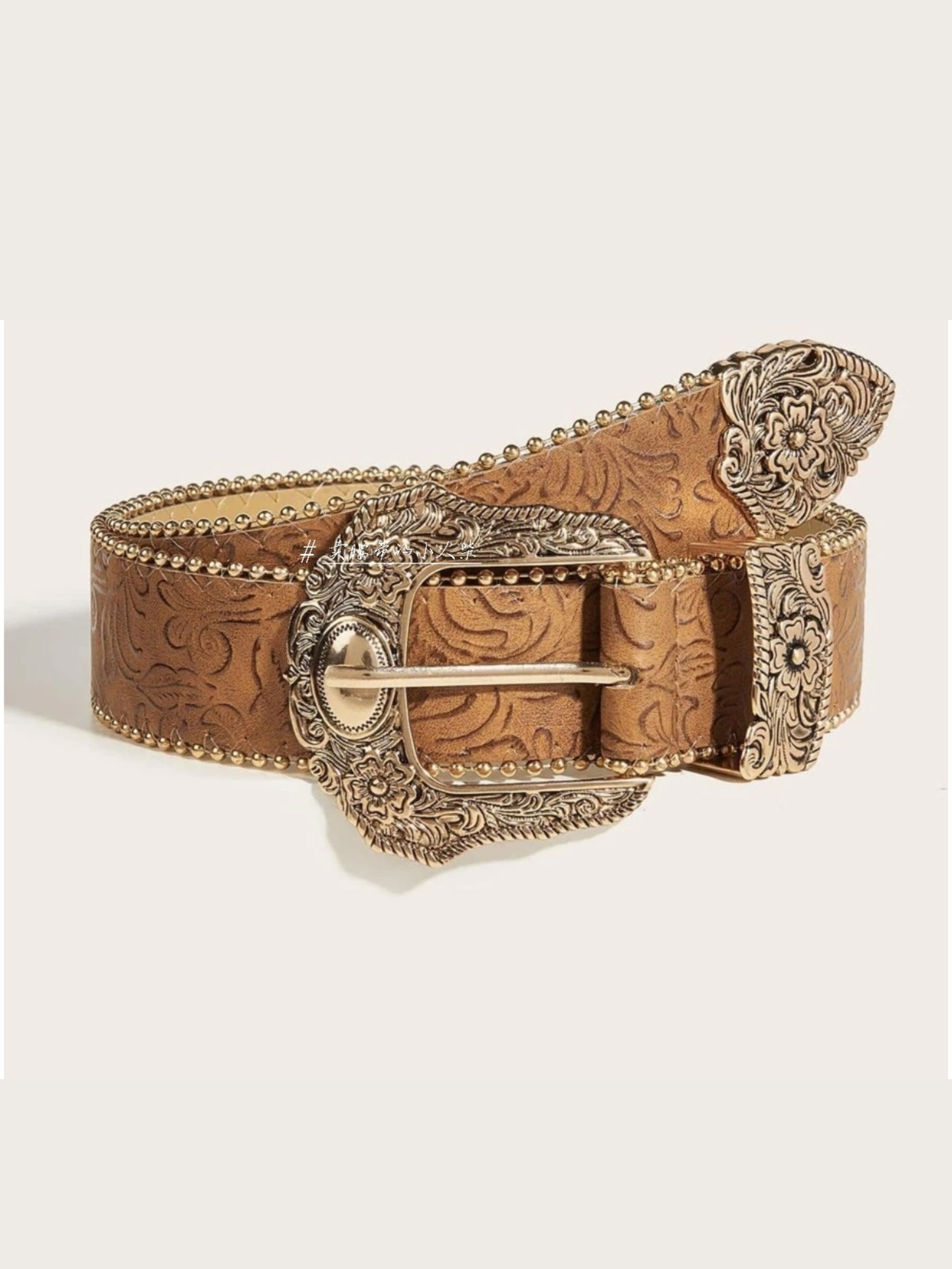 Carly Floral Embossed Leather Belt