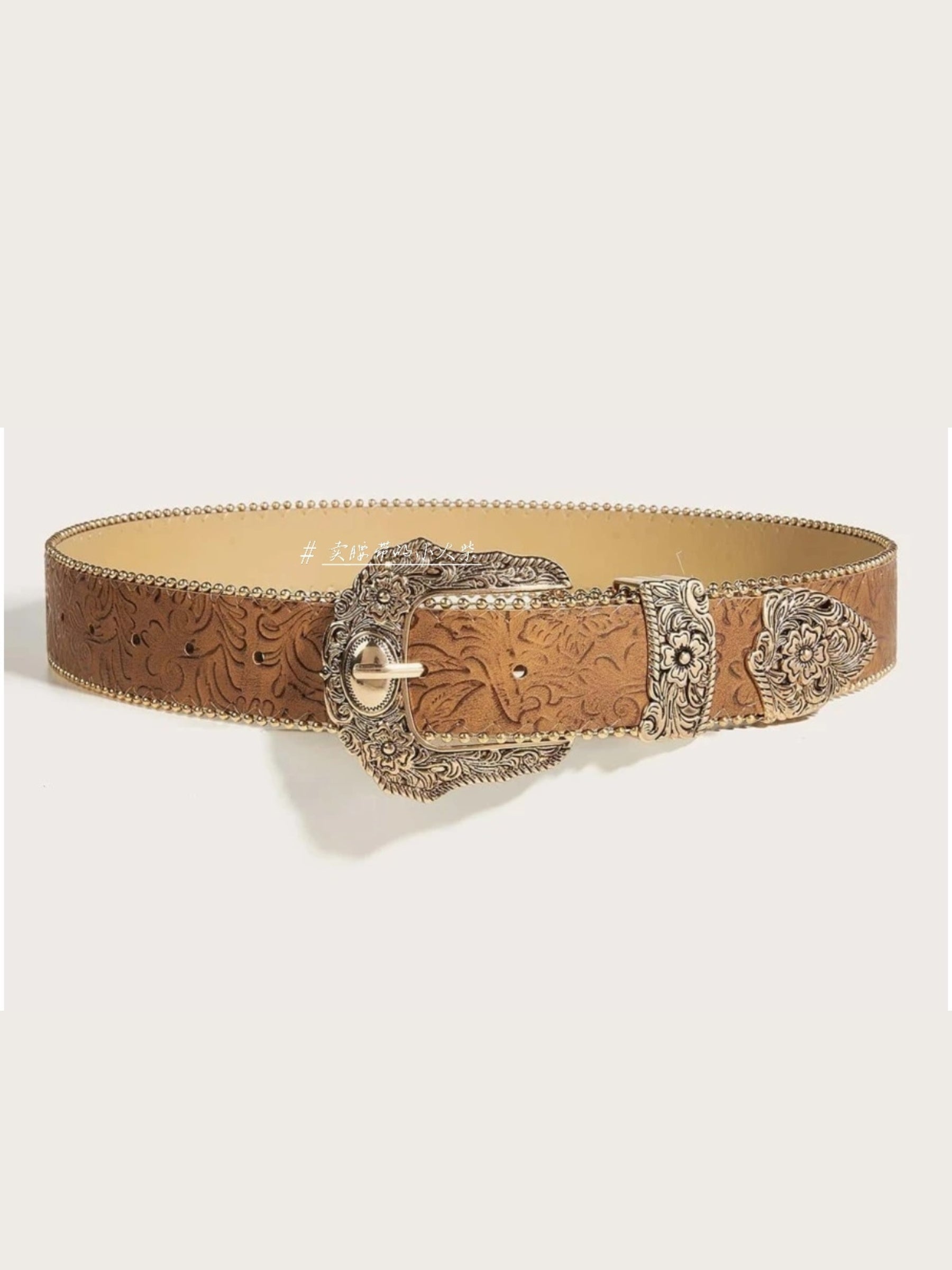 Carly Floral Embossed Leather Belt