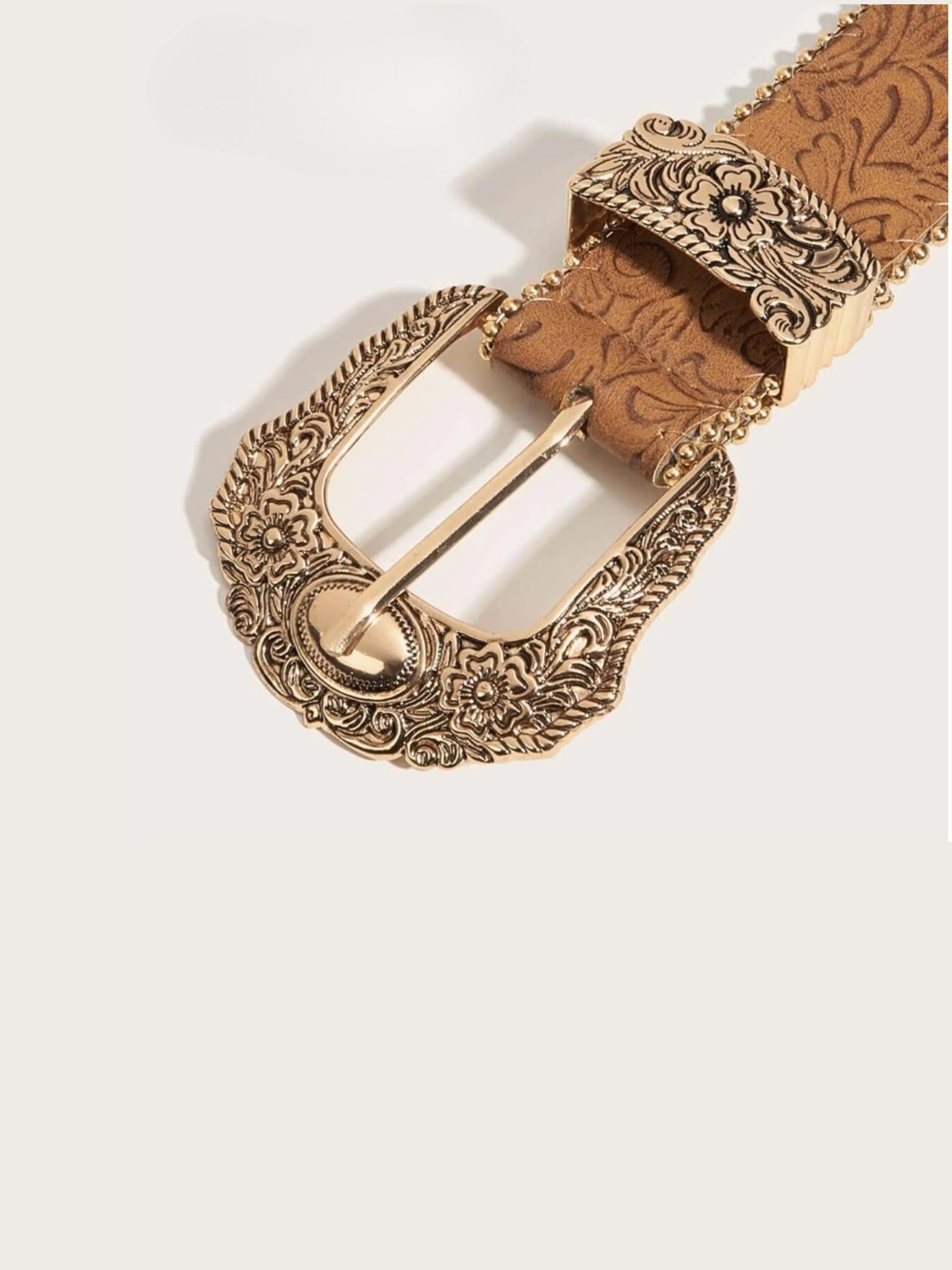 Carly Floral Embossed Leather Belt