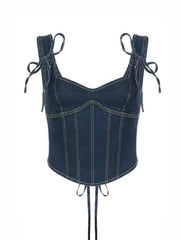 Lena Strappy Denim Corset Top