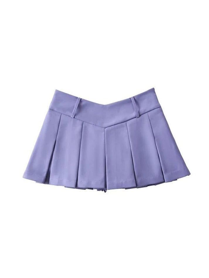 V Cut Pleated Micro Mini Skirt - HouseofHalley