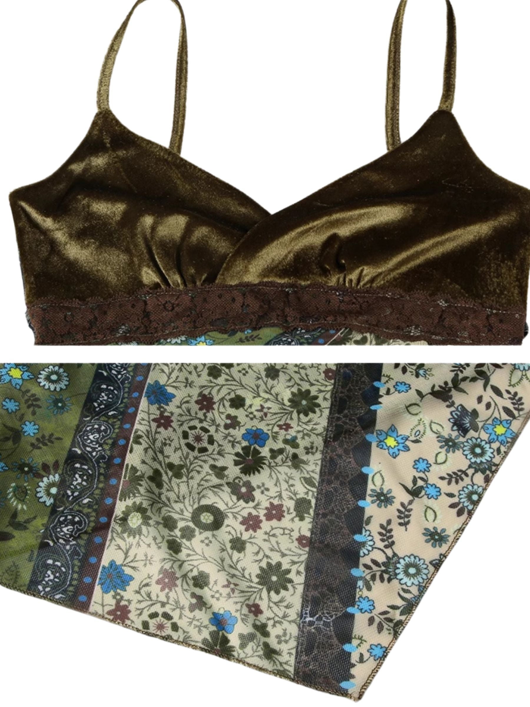 Elara Patchwork Velvet Cami Top