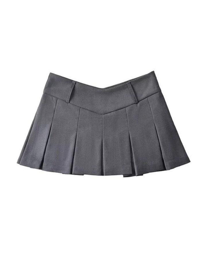 V Cut Pleated Micro Mini Skirt - HouseofHalley