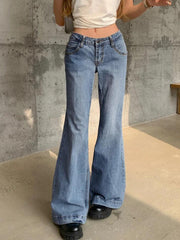 Washed Low Waist Mopping Boyfriend Jeans - HouseofHalley