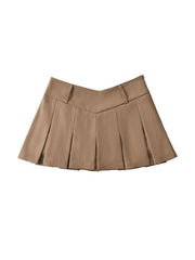 V Cut Pleated Micro Mini Skirt - HouseofHalley