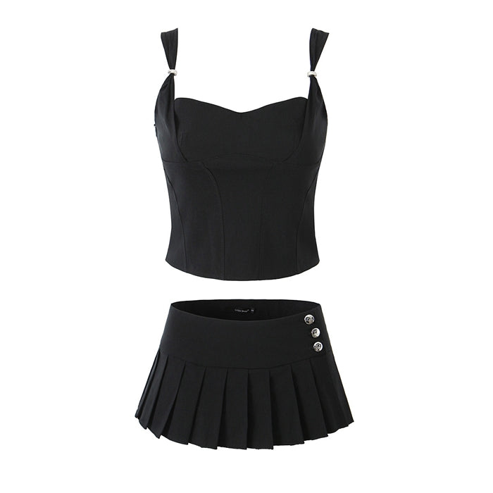 Kior Pleated Mini Skirt Set