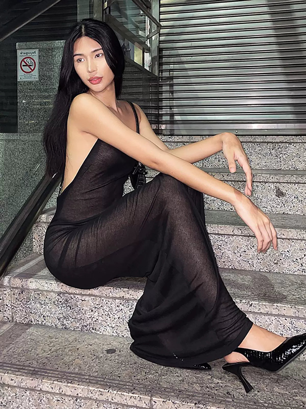 Dejah See-Through Backless Dress