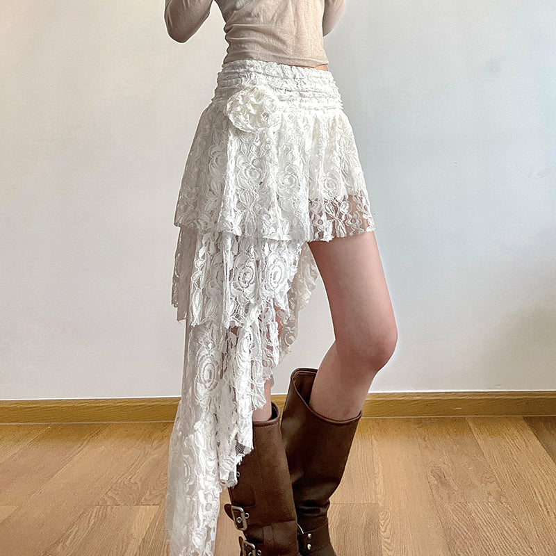 Renee Asymmetric Lace Skirt