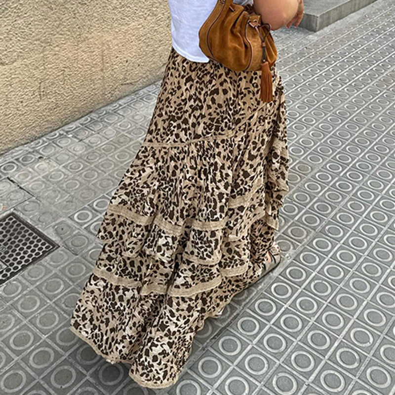 Hiba Leopard Ruffle Skirt