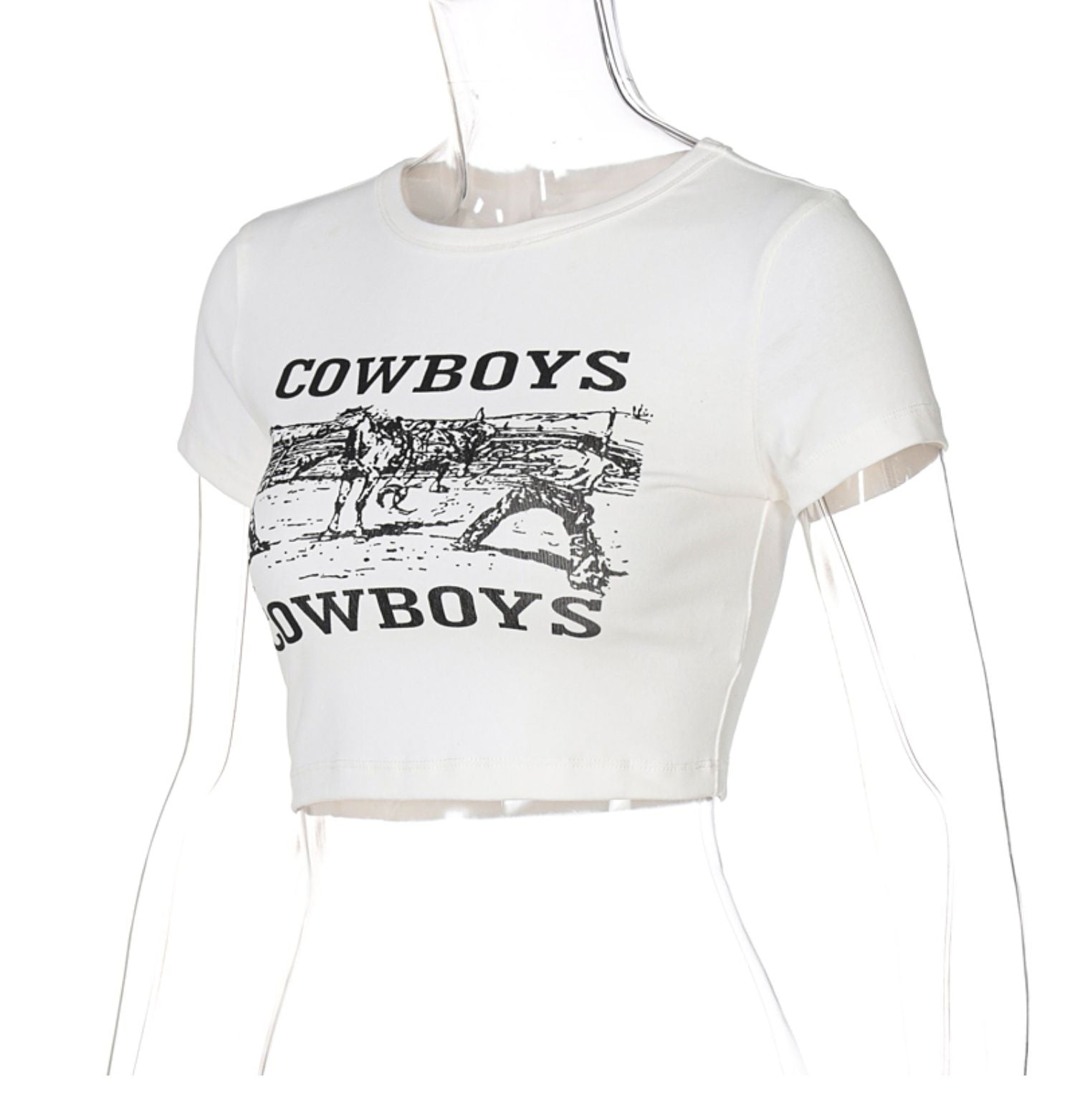 Cowboys Letter Print Crop T-Shirt