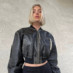 Navya Leather Crop Jacket