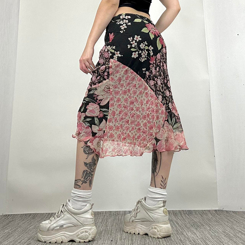 Farah Mesh Floral Midi Skirt