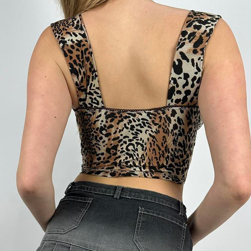 Rayne Leopard Print V-Neck Crop Top