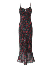 Suna Floral Print Mesh Maxi Dress