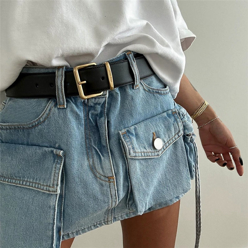 Liza Denim Mini Cargo Skirt