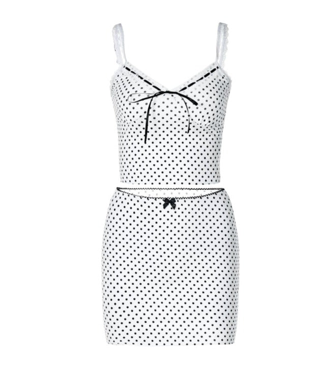 India Polka-Dot Mini Skirt Set