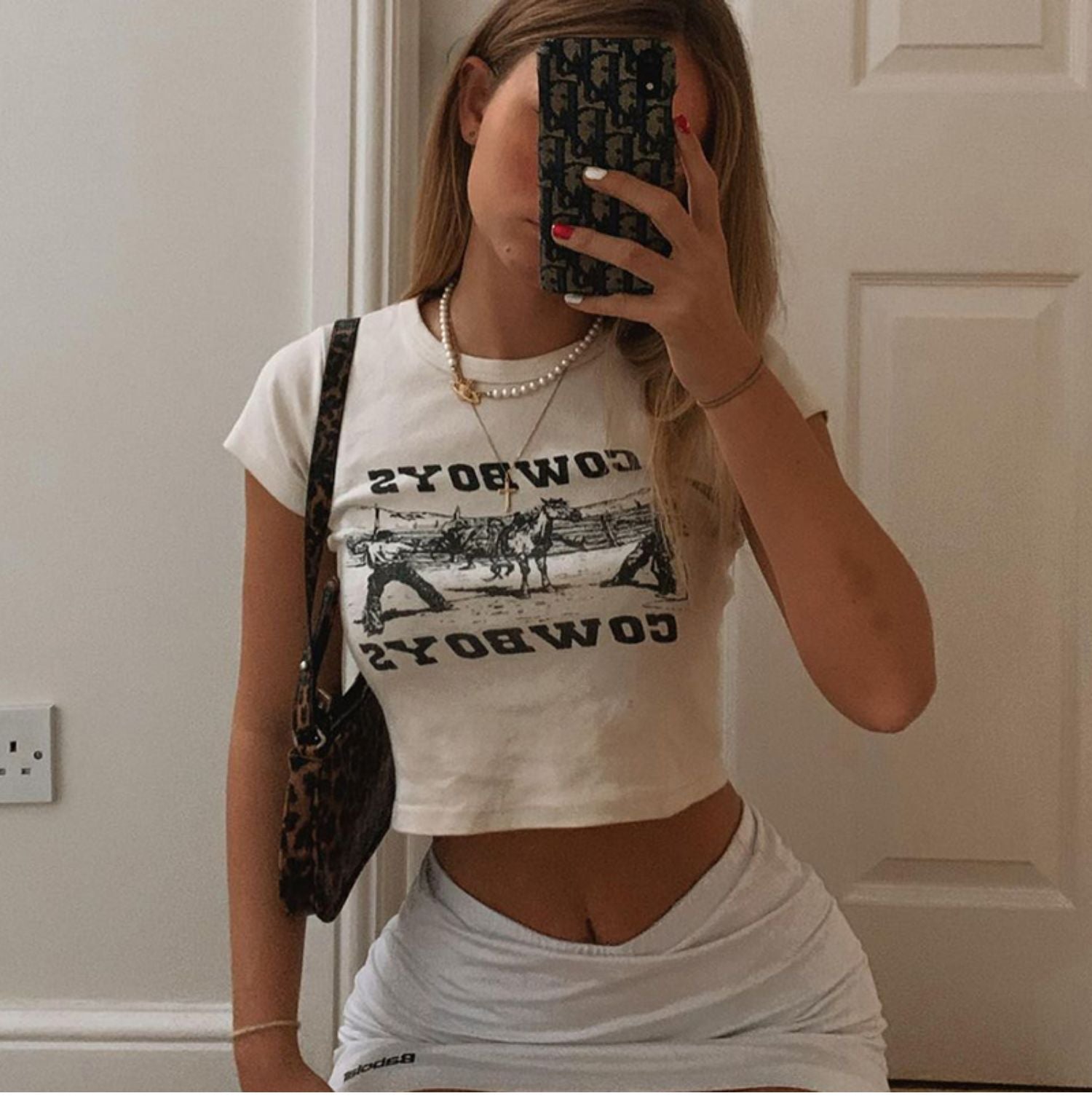 Cowboys Letter Print Crop T-Shirt