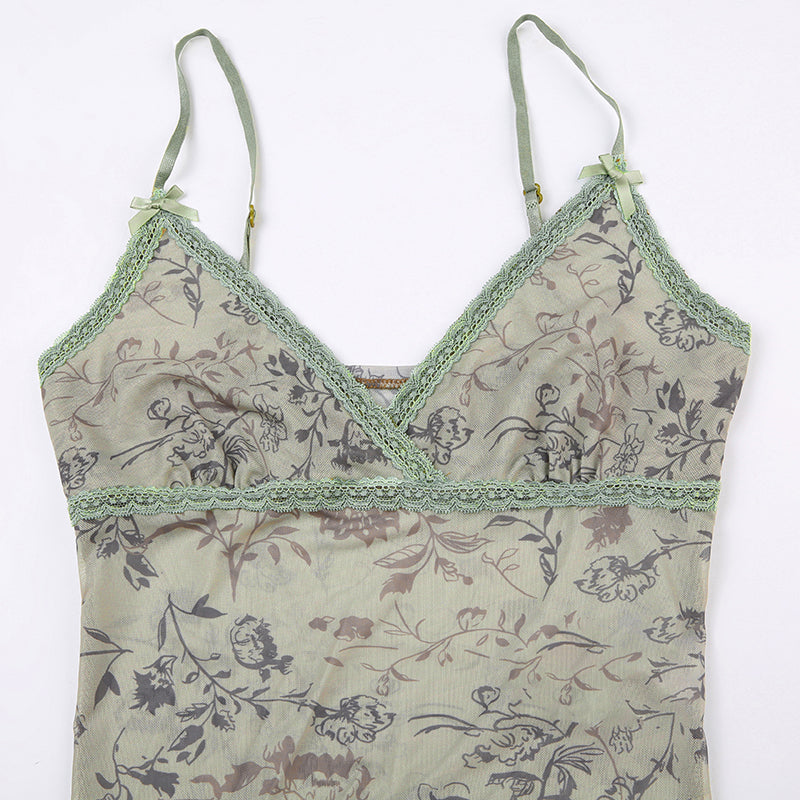 Lila Floral Mesh Camisole