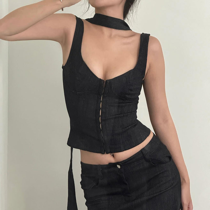 Keidy Denim Corset Top