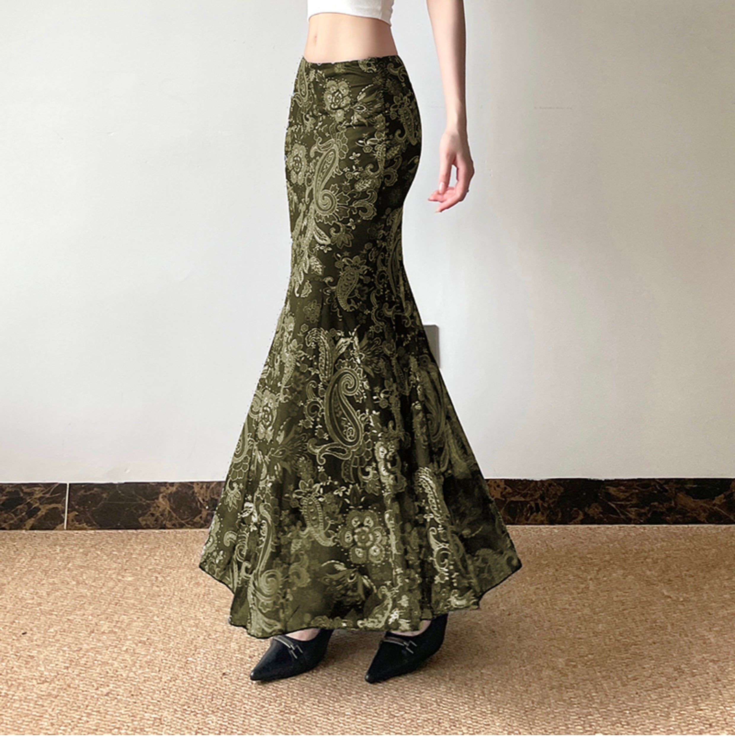 Olivia Paisley Mesh Maxi Skirt