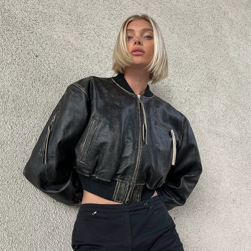 Navya Leather Crop Jacket