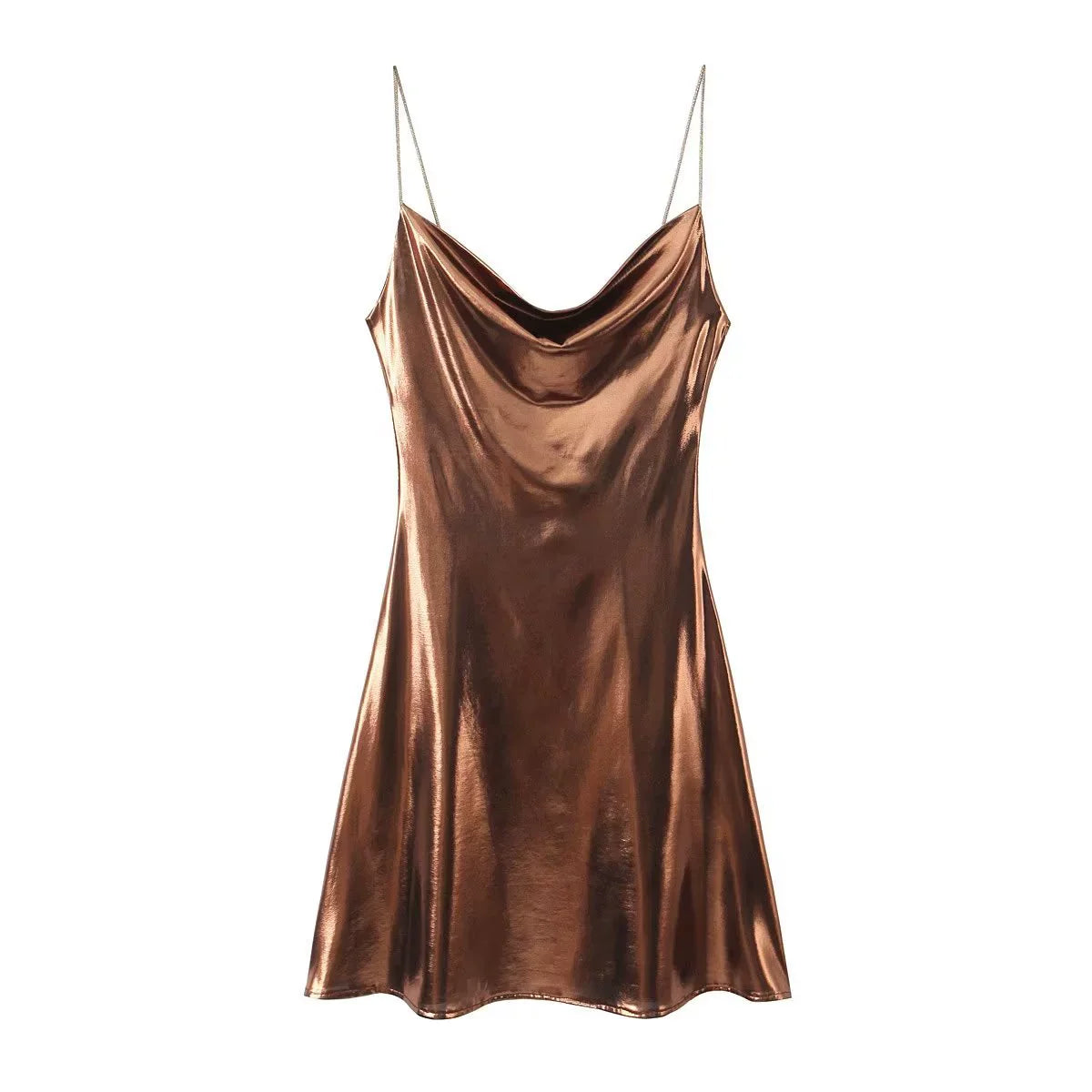 Wesleigh Metallic Slip Mini Dress