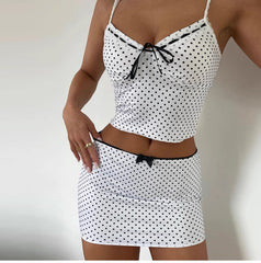 India Polka-Dot Mini Skirt Set