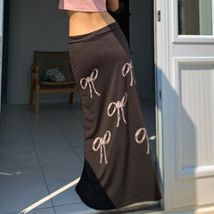 Bow Print Maxi Skirt