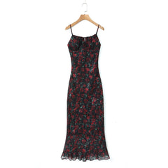 Suna Floral Print Mesh Maxi Dress