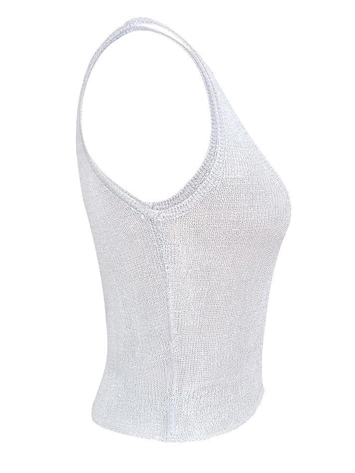 Semi Sheer Metallic Tank Top