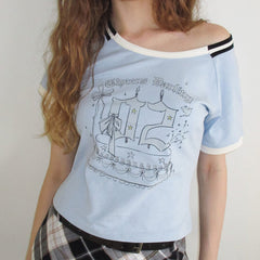 Tyana Letter Print Crop T-Shirt