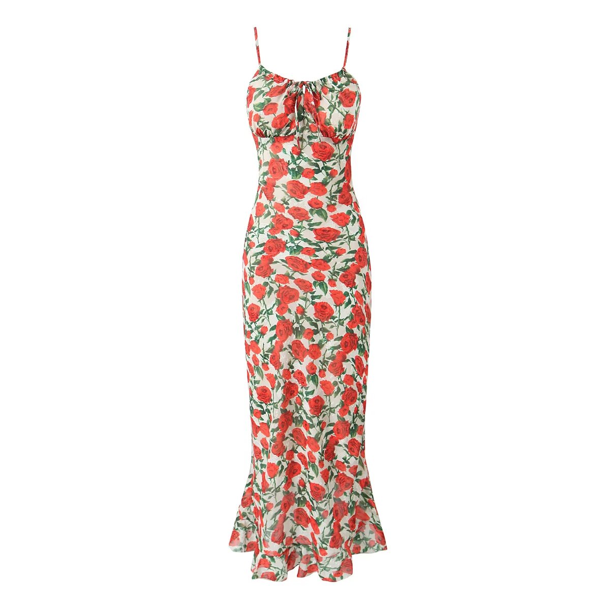 Suna Floral Print Mesh Maxi Dress