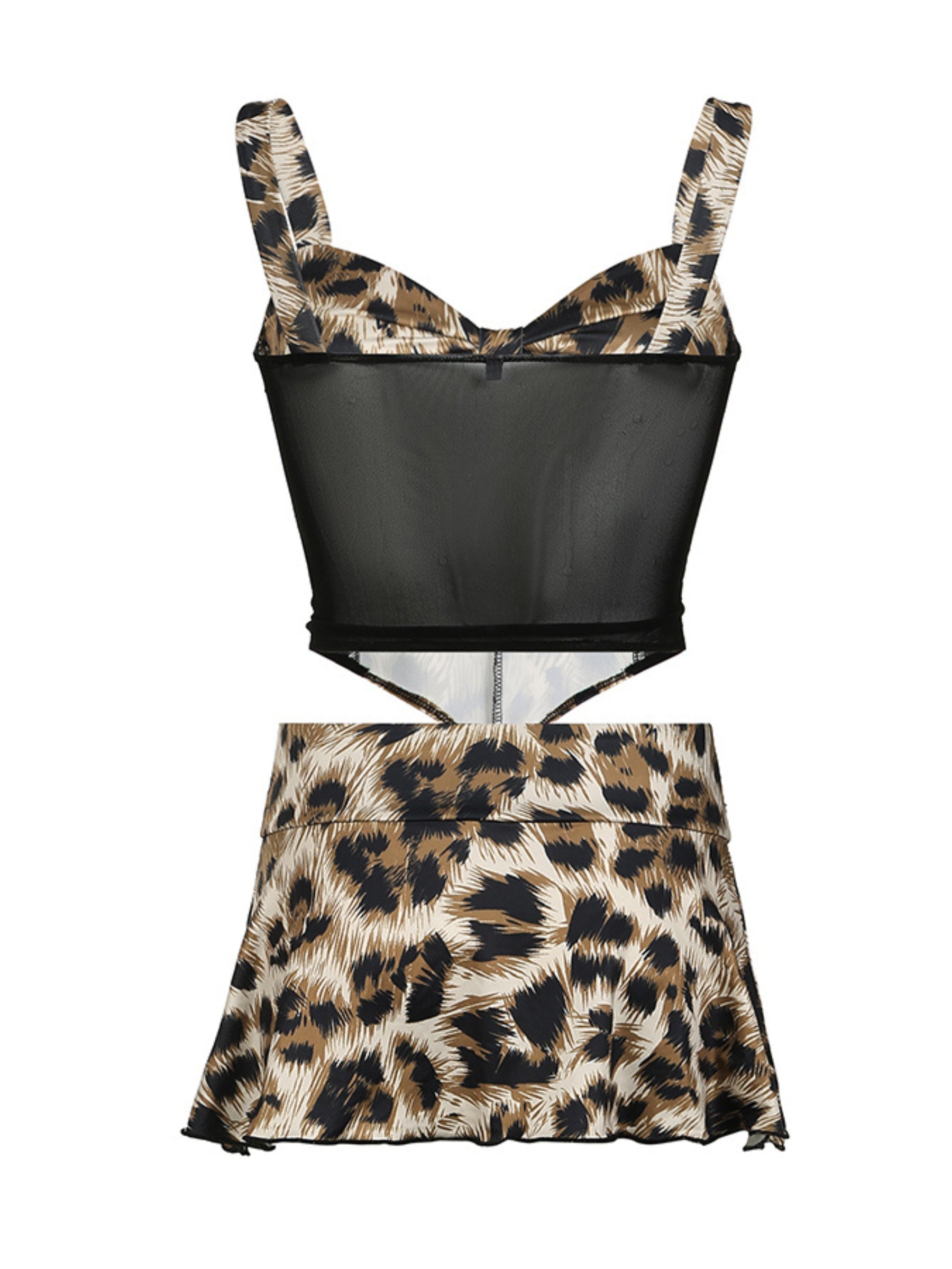 Hollyn Leopard Print Mesh Skirt Set