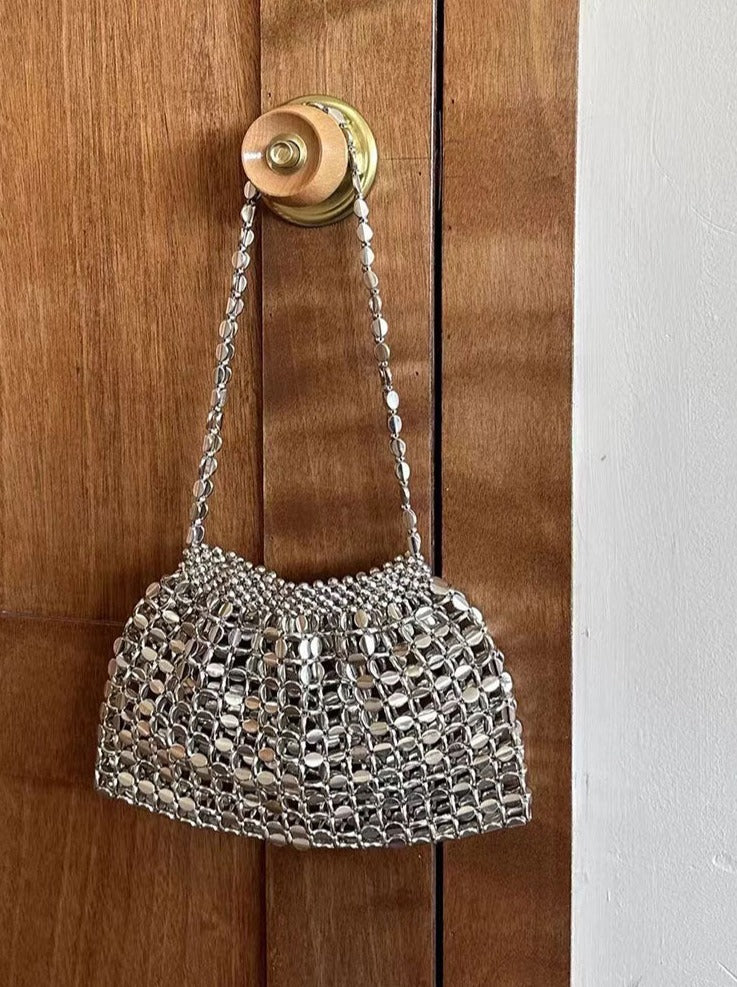 Jenny Beaded Metallic Shoulder Bag