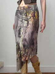 Dreya Printed Asymmetric Midi Skirt