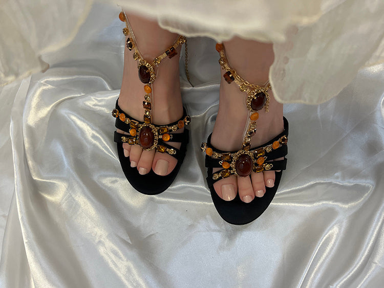 Amber Gemstone Sandals