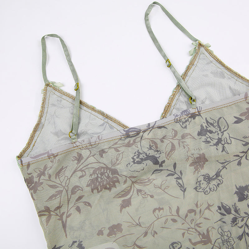 Lila Floral Mesh Camisole