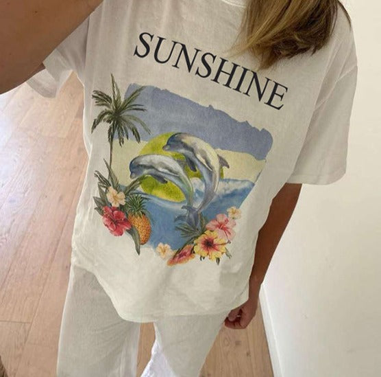 Sunshine Letter Print T-Shirt