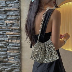 Jenny Beaded Metallic Shoulder Bag