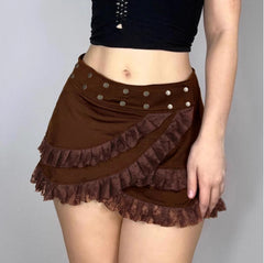 Daisy Lace Ruffled Mini Skirt