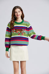 Tiger Striped Rainbow Unisex Embroidery Sweaters