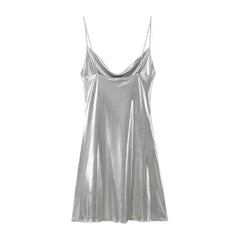 Wesleigh Metallic Slip Mini Dress