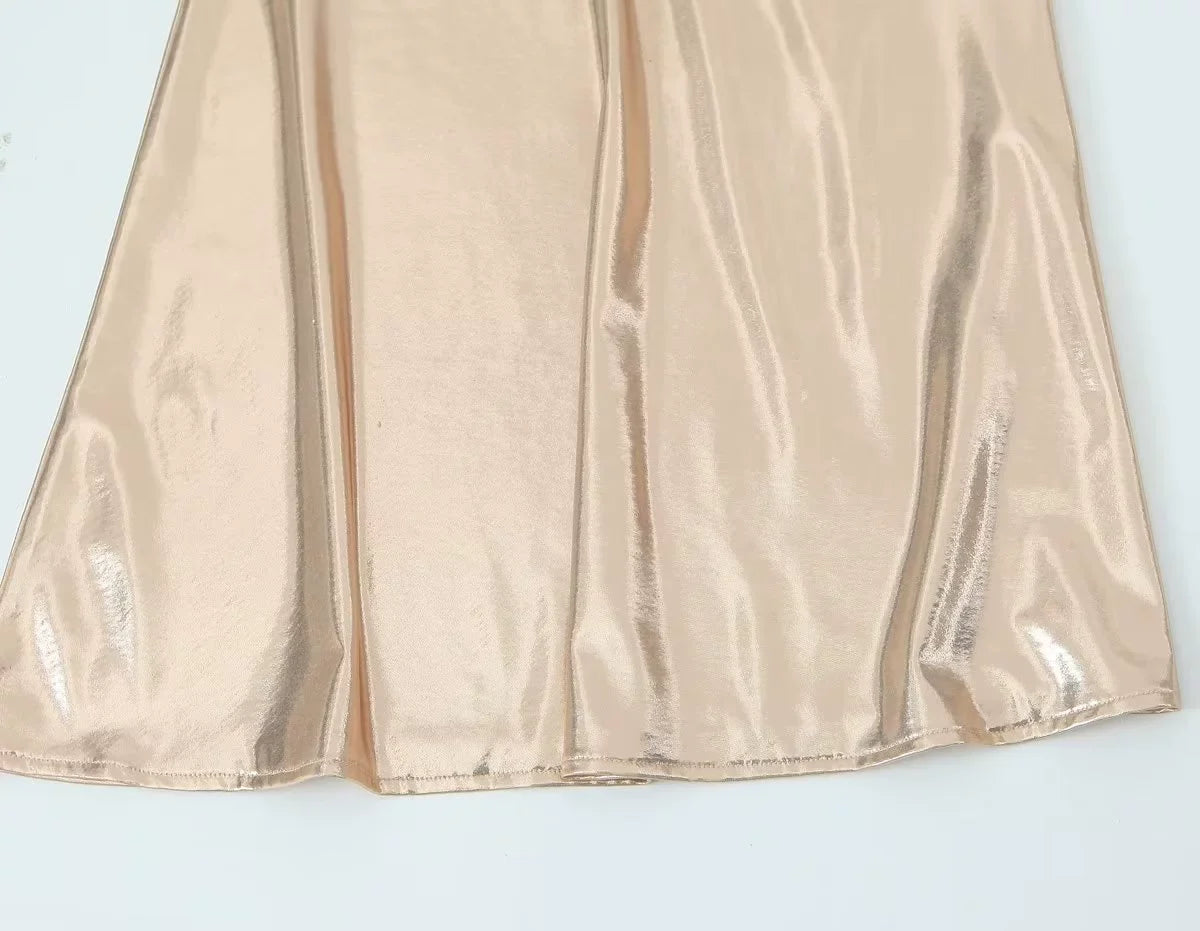 Wesleigh Metallic Slip Mini Dress