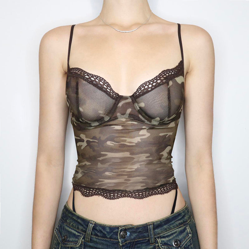 Klaire Mesh Top with Lace Detailed