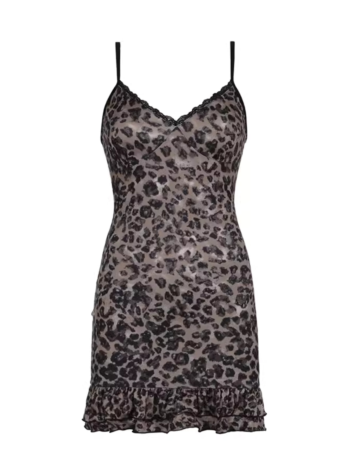 Lou Leopard Print Mini Dress with Ruffle Detail