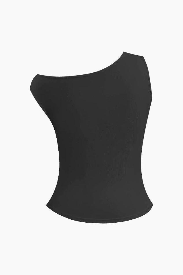 Asymmetric Button Sleeveless Top - HouseofHalley