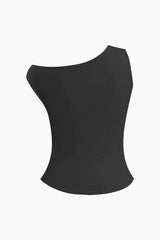 Asymmetric Button Sleeveless Top - HouseofHalley