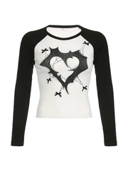 Print Bow Decor Raglan Long Sleeve Knit